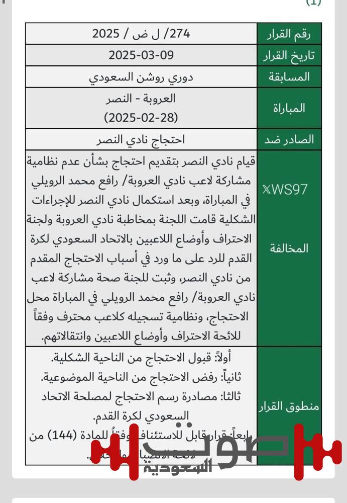 بعد رفض «الانضباط» احتجاجه.. النصر يتجه للاستئناف