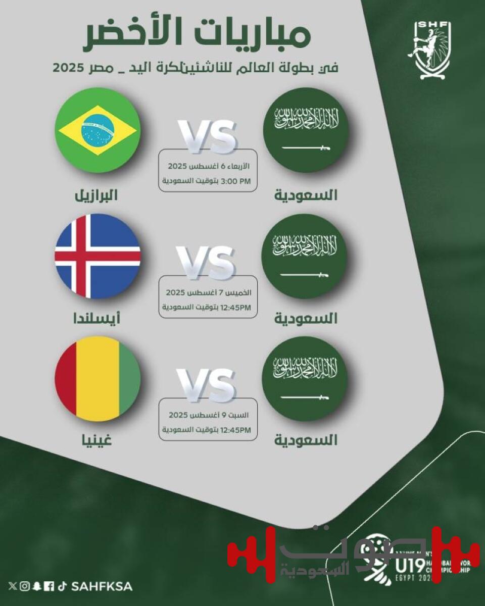 «أخضر اليد» يواجه البرازيل في كأس العالم